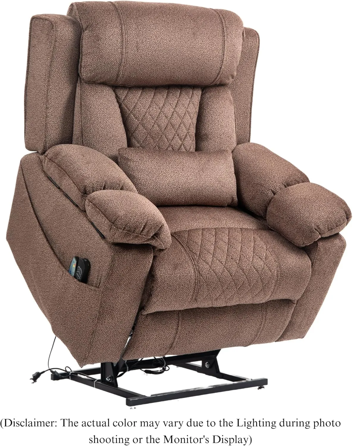 Power Lift Recliner for Elderly 28 Inch Wide Seat, Lay Flat Lift Chair with Heat Massage, Flip Arm Storage Cup Holders, USB Type C Charging, Big Tall 400 lbs