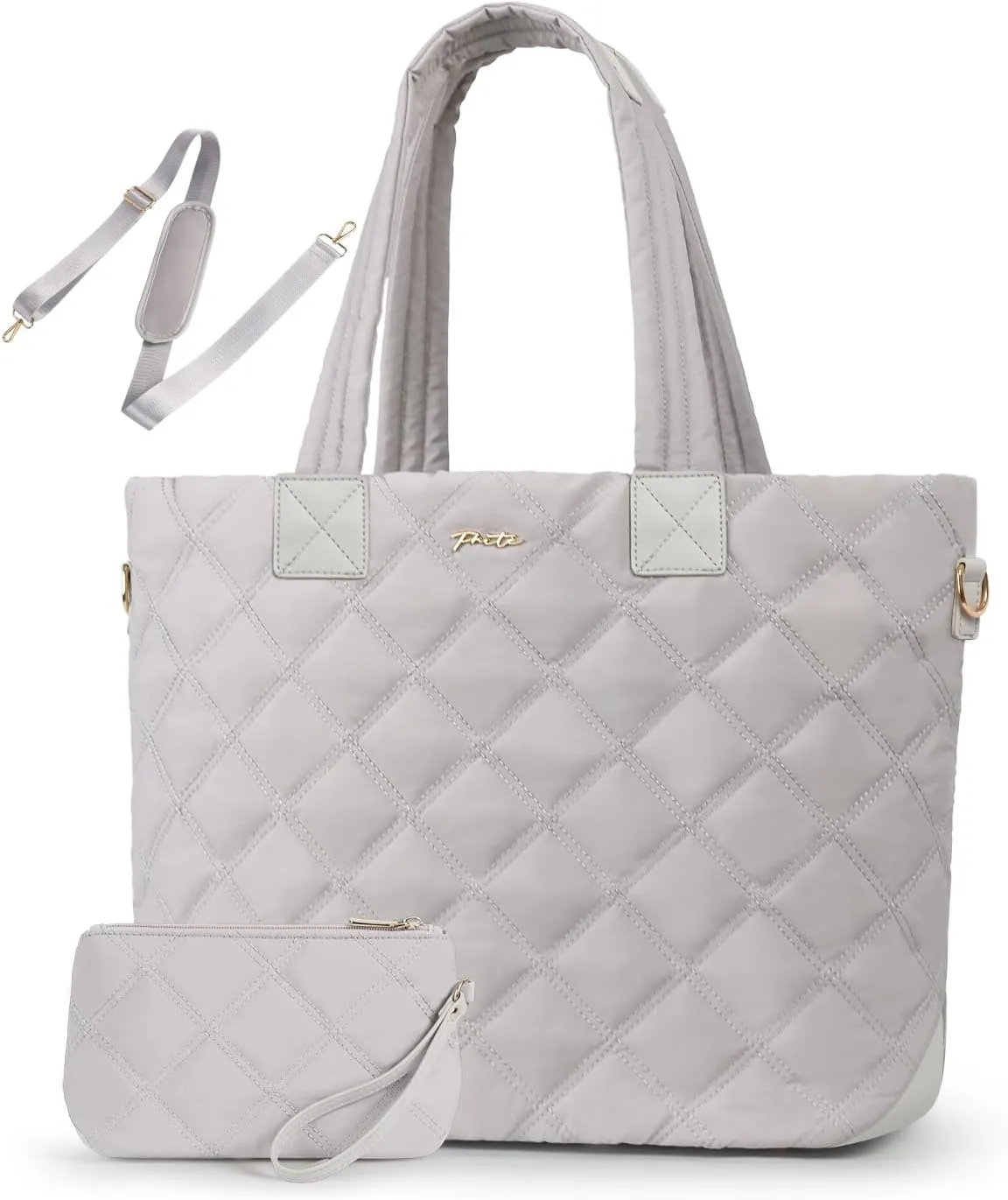 Prite Tote Bag for Women Lightweight Puffer Tote with Compartment Quilted Work Bag