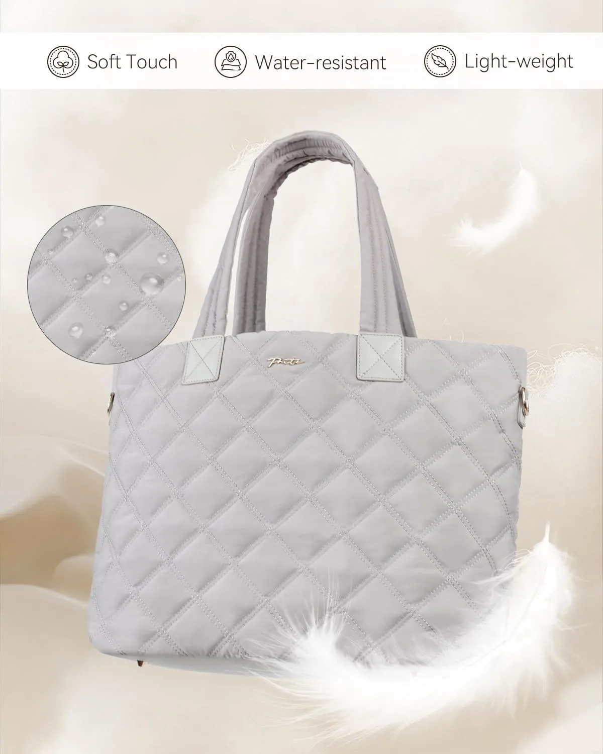 Prite Tote Bag for Women Lightweight Puffer Tote with Compartment Quilted Work Bag