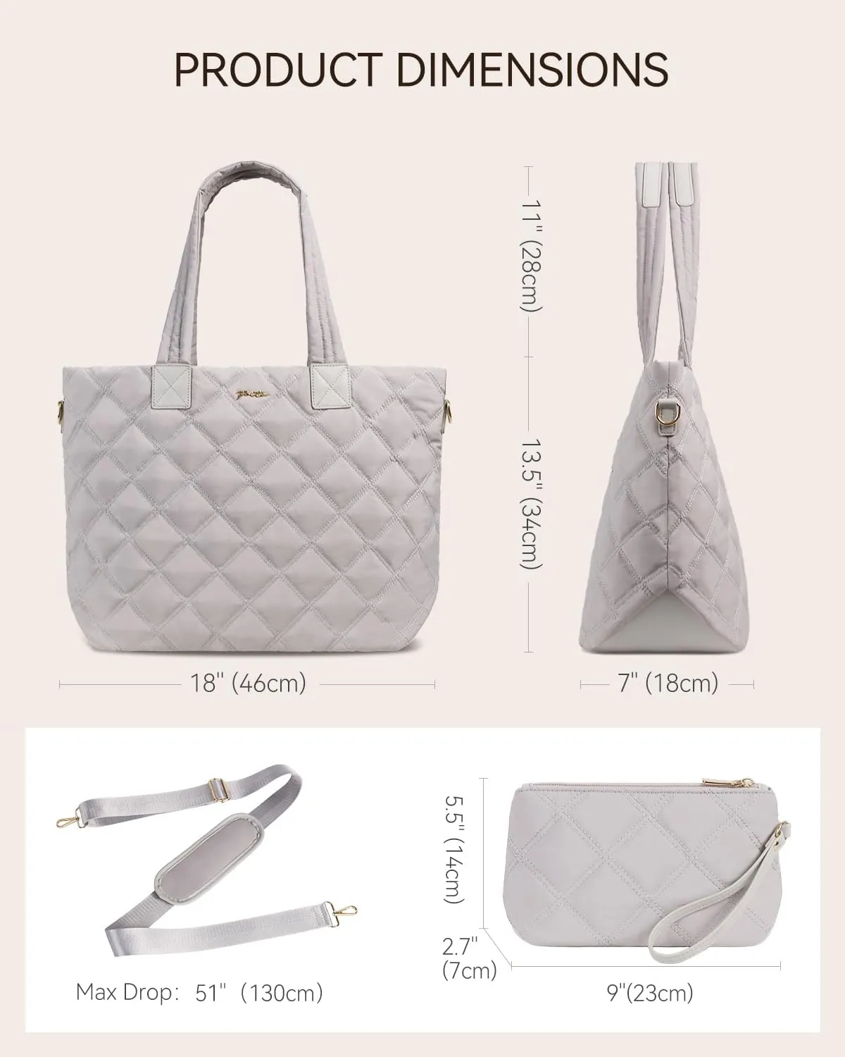 Prite Tote Bag for Women Lightweight Puffer Tote with Compartment Quilted Work Bag