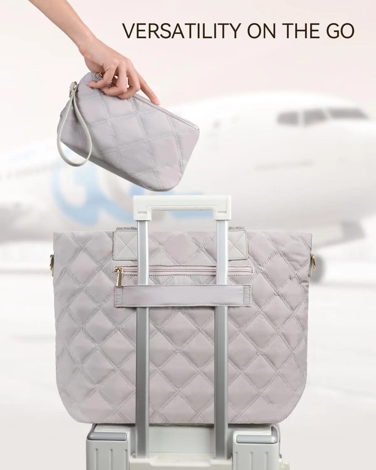 Prite Tote Bag for Women Lightweight Puffer Tote with Compartment Quilted Work Bag