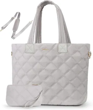 Prite Tote Bag for Women Lightweight Puffer Tote with Compartment Quilted Work Bag
