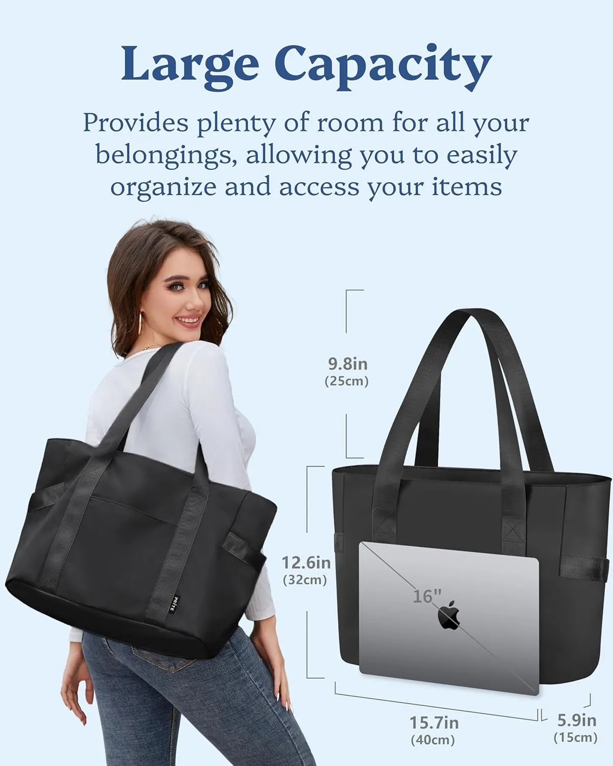 Prite Tote Bag for Women Weekender Bag with Laptop Compartment for Work Nurse Travel Gym