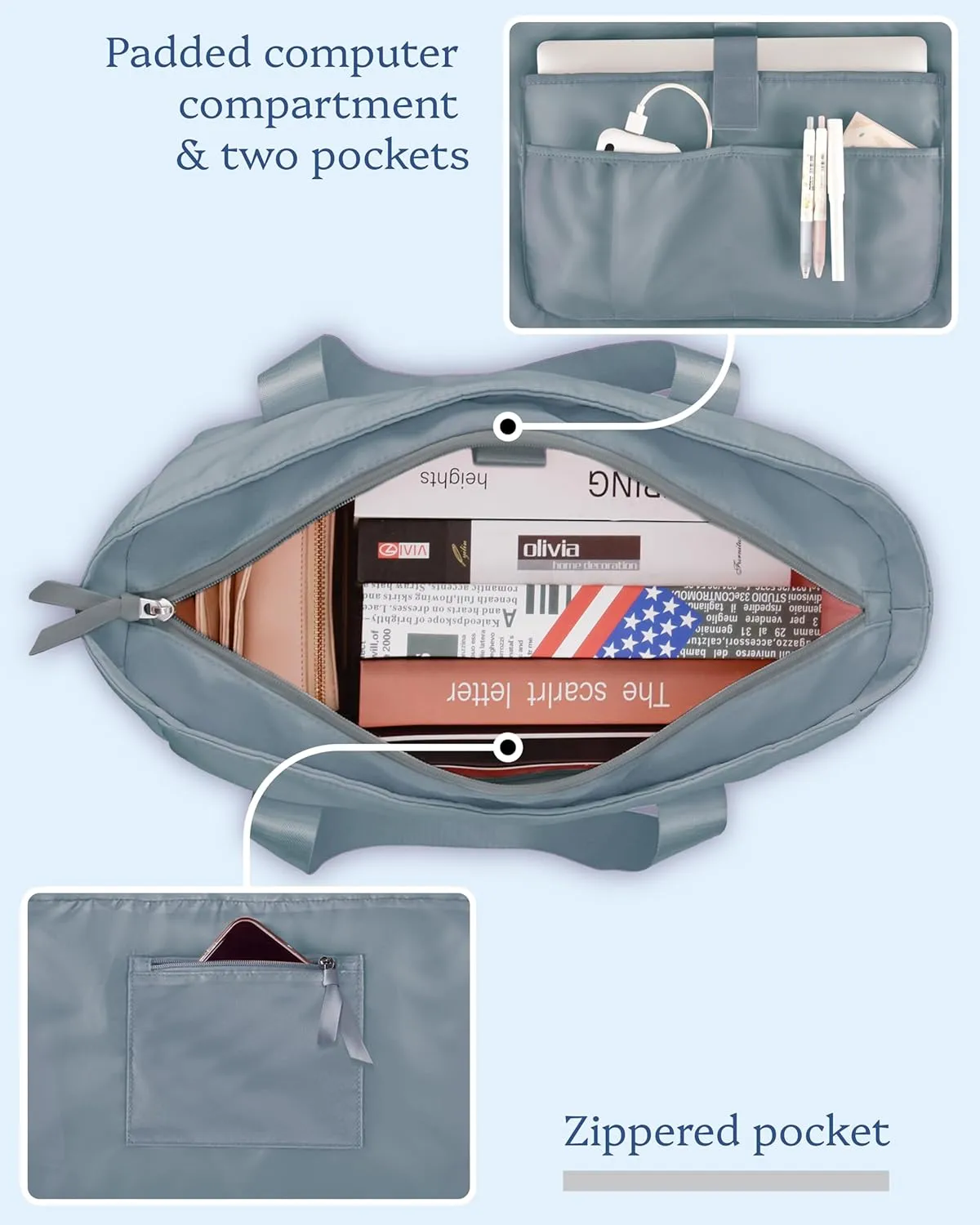 Prite Tote Bag for Women Weekender Bag with Laptop Compartment for Work Nurse Travel Gym