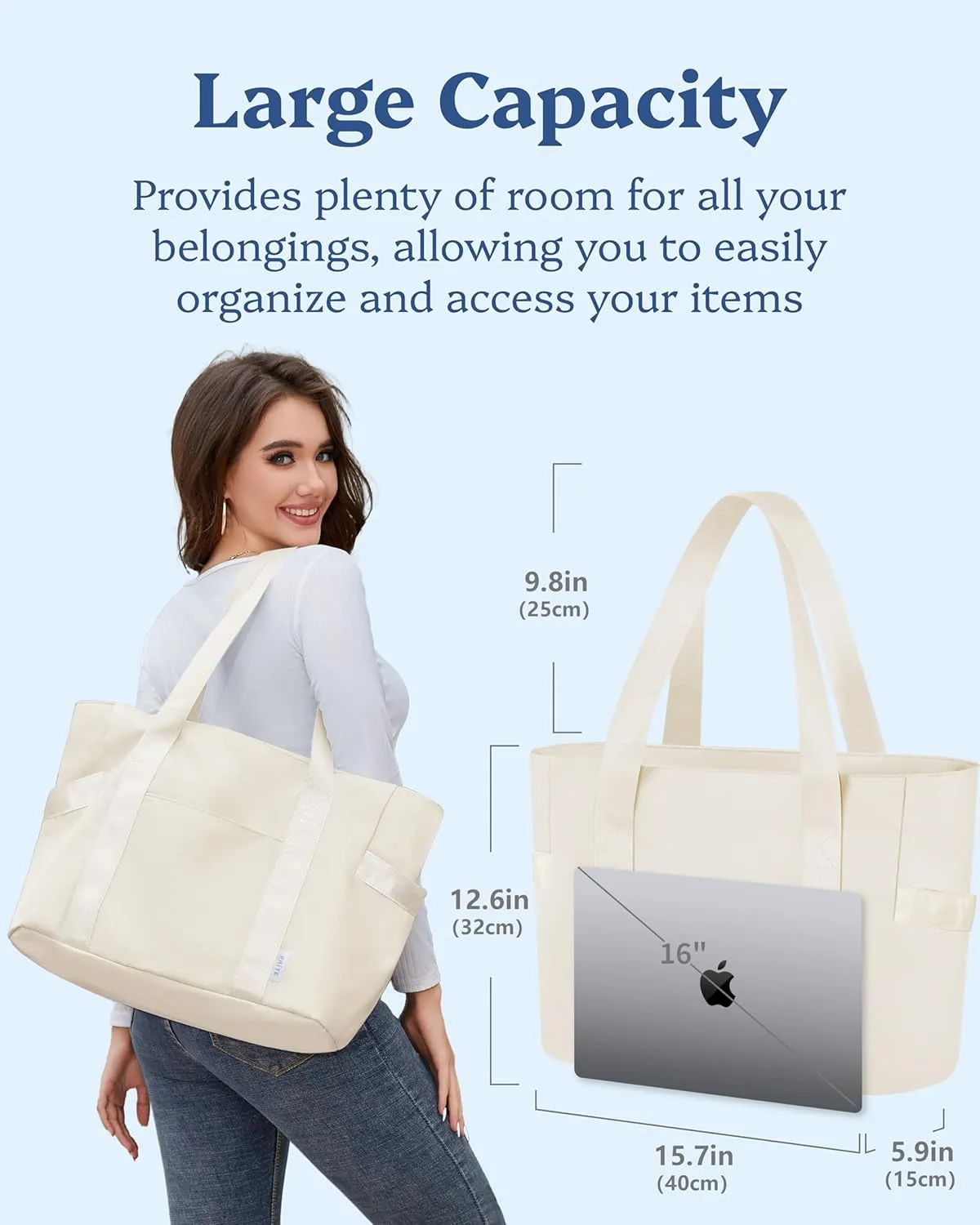 Prite Tote Bag for Women Weekender Bag with Laptop Compartment for Work Nurse Travel Gym