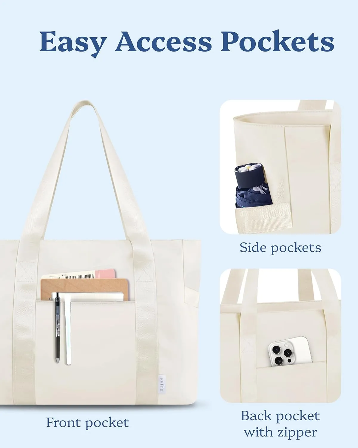Prite Tote Bag for Women Weekender Bag with Laptop Compartment for Work Nurse Travel Gym