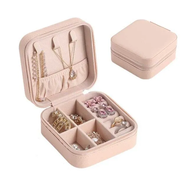 PU Jewelry Organizer Display Travel Jewelry Case Boxes Travel Portable Jewelry Box Storage Organizer Earring Holder Gifts