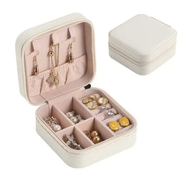 PU Jewelry Organizer Display Travel Jewelry Case Boxes Travel Portable Jewelry Box Storage Organizer Earring Holder Gifts