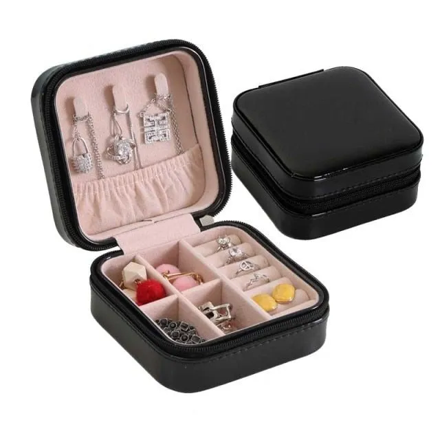 PU Jewelry Organizer Display Travel Jewelry Case Boxes Travel Portable Jewelry Box Storage Organizer Earring Holder Gifts