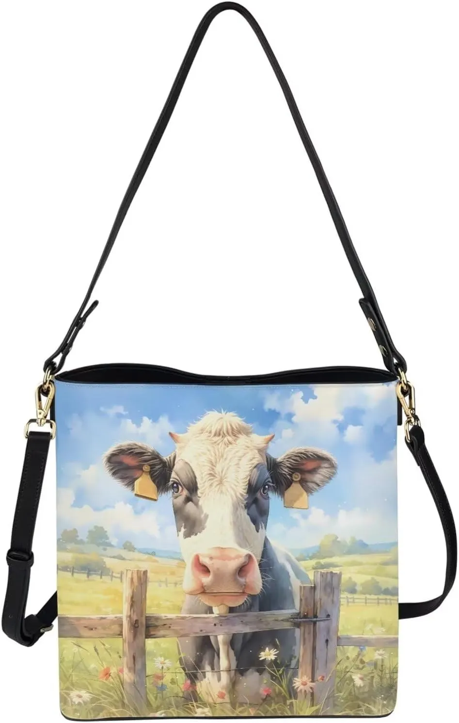 PU Leather Purse for Women Vintage Floral Bucket Tote Bag Crossbody Hobo Handbag, Skulls Satchel Shoulder Tote Bags