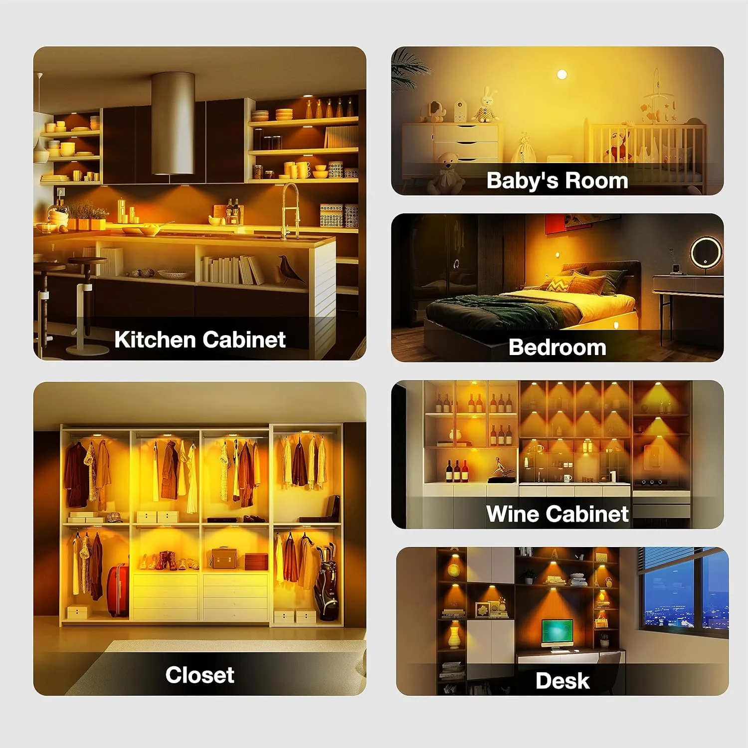 Puck Lights with Remote Control,1000mAh Rechargeable Under Cabinet Lighting,3Pack LED Closet Tap Light,Cordless Stick On Lights for Under Cabinet,Hallway,Stairway,Closet (Warm White)