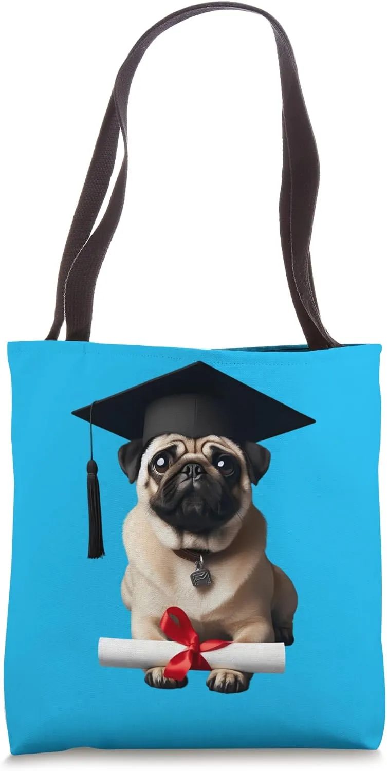 Pug Dog Graduation Cap Training School Graduate Obedience Tote Bag