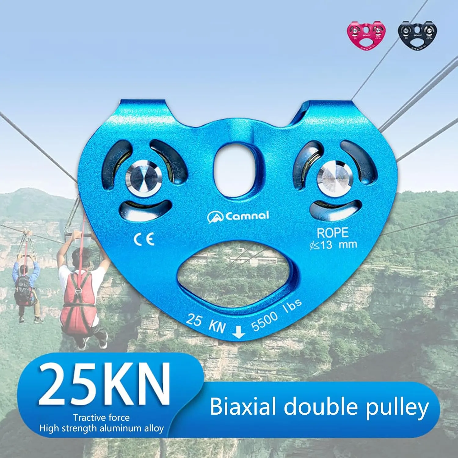 Pulley Climbing Pulley Trolley Professional Mountaineering Equipment Caving Tool Climbing Pulley for Outdoor Rock Climbing Use, 10.6x7.9cm