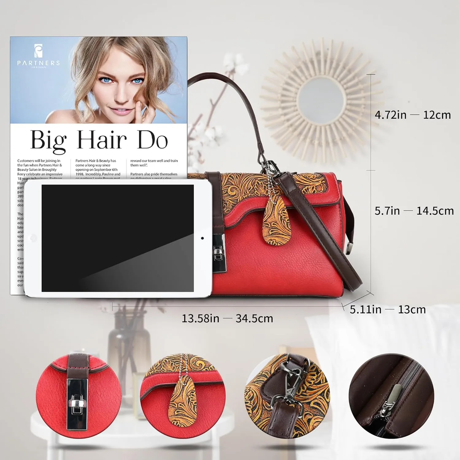Purse and Handbags for Women Vegan Leather Shoulder Hand Bags Top Handle Satchel Vintage Embossing Pattern