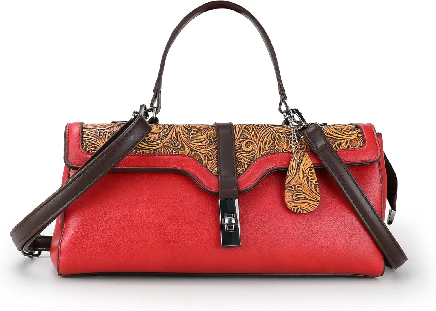Purse and Handbags for Women Vegan Leather Shoulder Hand Bags Top Handle Satchel Vintage Embossing Pattern