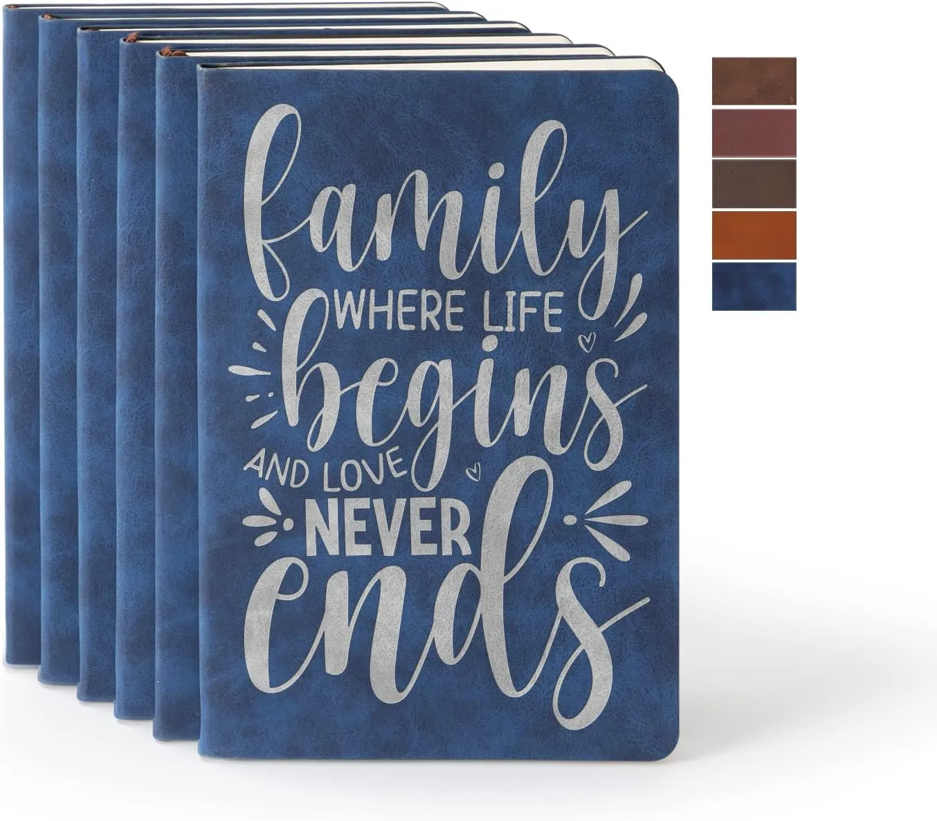 PYD Life 6 Pack Leather Notebooks A5 Journal Lined Blanks 5.8" x 8.3" Blue for Xtool Laser Engraving DIY Crafting,Notebooks for Work School Women Men 200 Pages