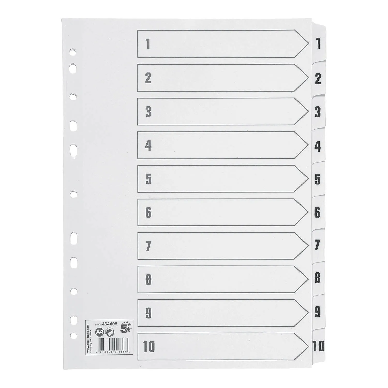 Q-Connect 1-10 Index Multi-Punched Reinforced Board Clear Tab A4 White KF01528