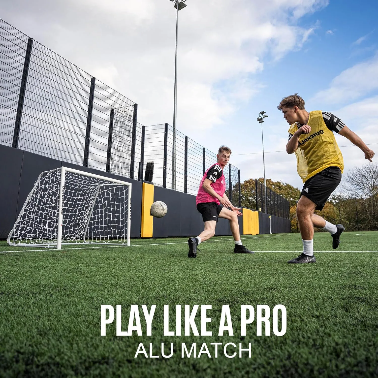 QUICKPLAY Pro Alu Match Soccer Goal Range | Premium Reinforced Aluminum Soccer Match Goal [Single Goal]