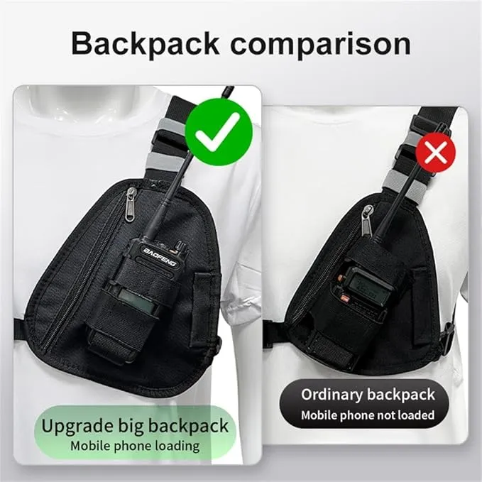 Radio Chest Harness Shoulder Radio Holster Chest Pack Adjustable Single Radio Pouch Two-Way Radio Holster for Motorola Radios and BAOFENG Walkie Talkies etc.
