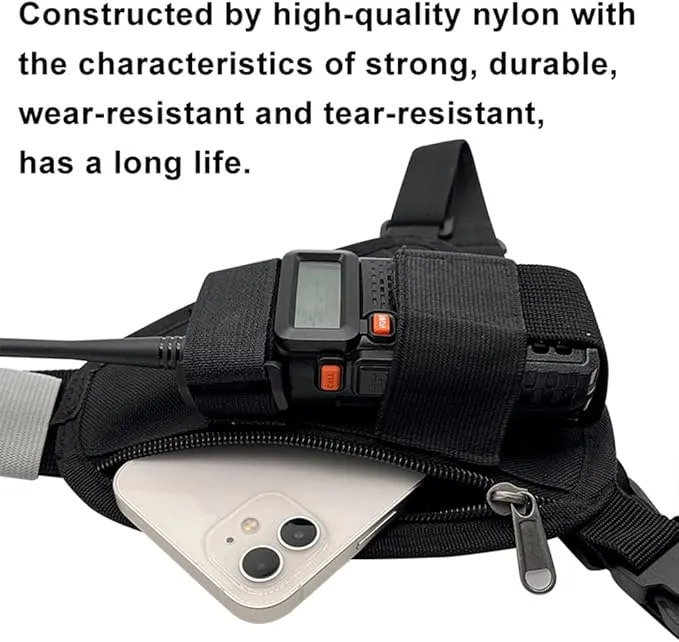 Radio Chest Harness Shoulder Radio Holster Chest Pack Adjustable Single Radio Pouch Two-Way Radio Holster for Motorola Radios and BAOFENG Walkie Talkies etc.