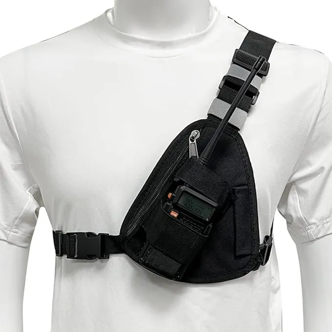 Radio Chest Harness Shoulder Radio Holster Chest Pack Adjustable Single Radio Pouch Two-Way Radio Holster for Motorola Radios and BAOFENG Walkie Talkies etc.