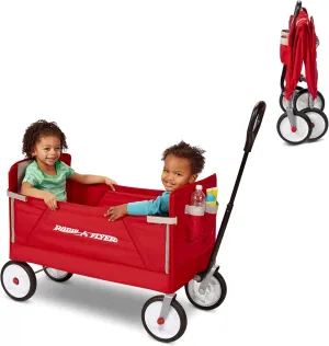 Radio Flyer 3-in-1 EZ Fold Wagon; Red Folding Wagon; Collapsible Wagon for Kids, Cargo, & Garden