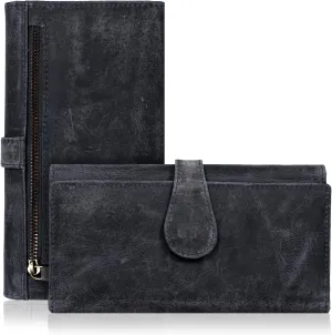 Real Leather Women Wallet Leather with RFID Blocking -Trifold Card Holder Designer Ladies Clutch with ID Window Wallets