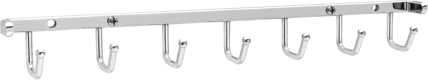 Rev-A-Shelf Sidelines 14" Closet Wall Hanging Mount for Belt, Scarf, or Tie Accessory Organization Rack Holder Hanger w/7 Hooks Chrome, 2 Pack