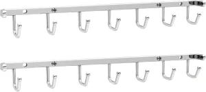 Rev-A-Shelf Sidelines 14" Closet Wall Hanging Mount for Belt, Scarf, or Tie Accessory Organization Rack Holder Hanger w/7 Hooks Chrome, 2 Pack