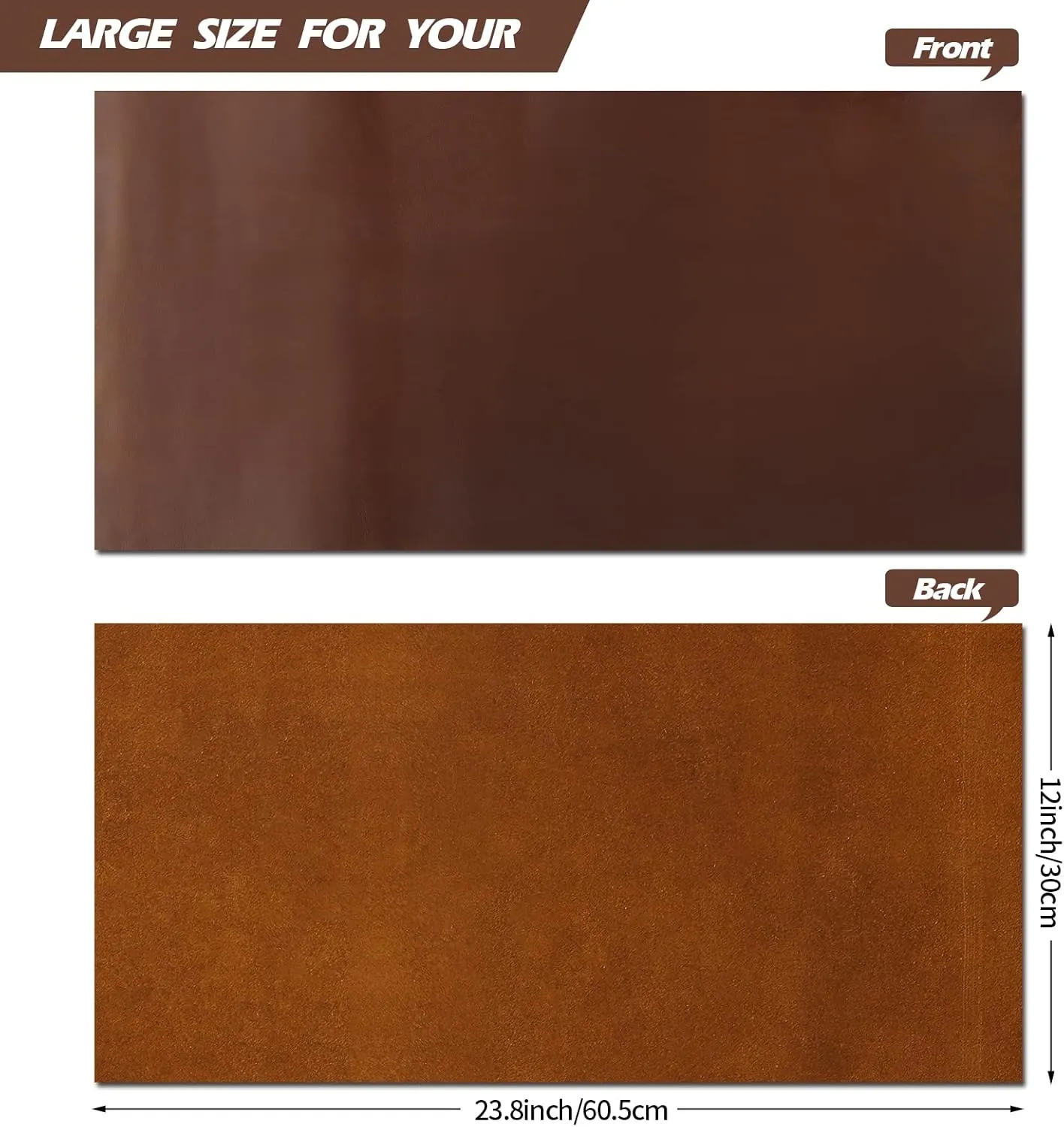 RingSun 12''X24'' Genuine Leather Sheets for Crafts Full Grain Leather Tooling Leather (2mm) Thick Cowhide Leather Pieces Square, Dark Brown