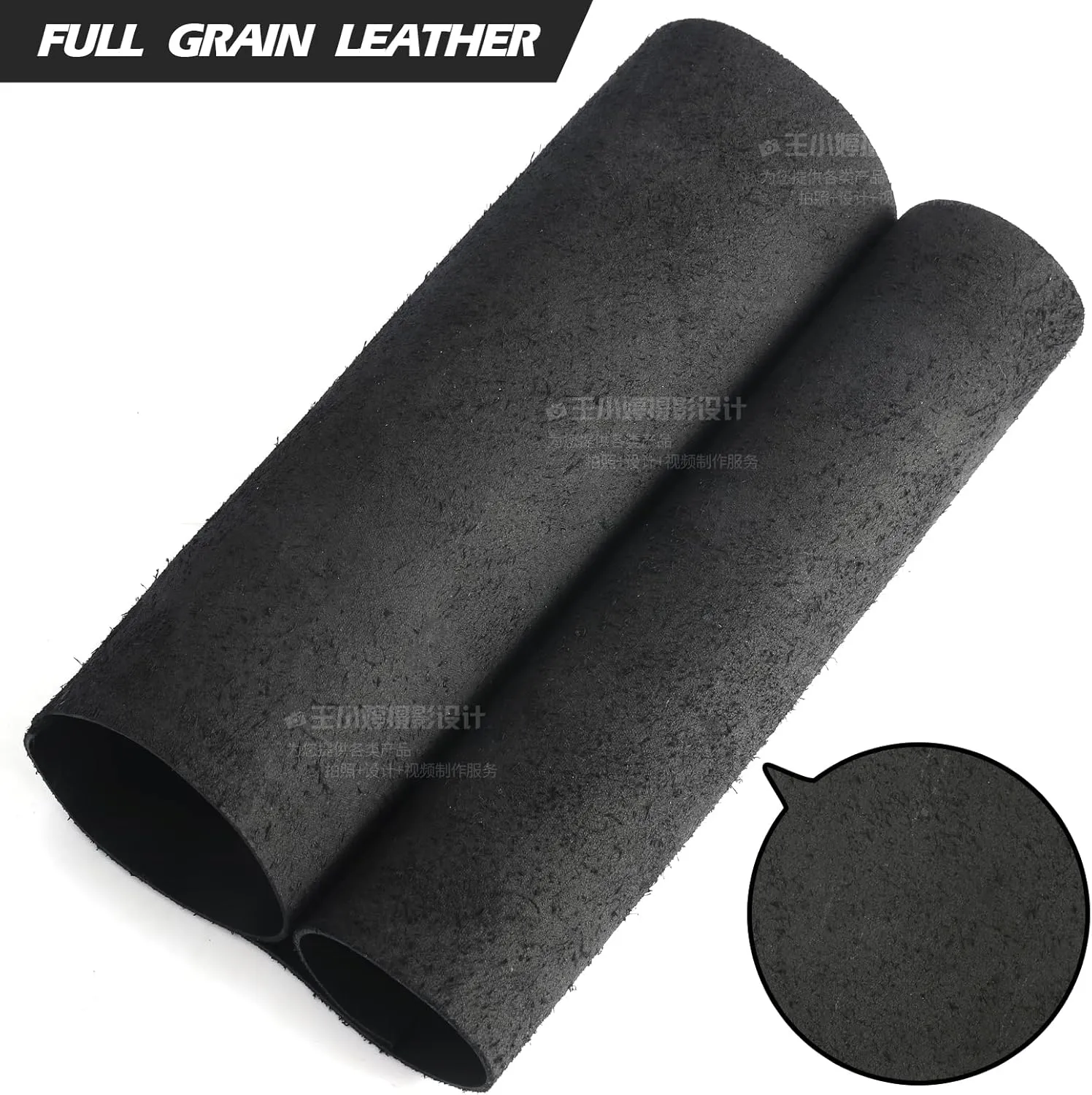 RingSun 24''X24'' Black Leather Sheets for Crafts (2mm), Full Grain Leather Tooling Leather