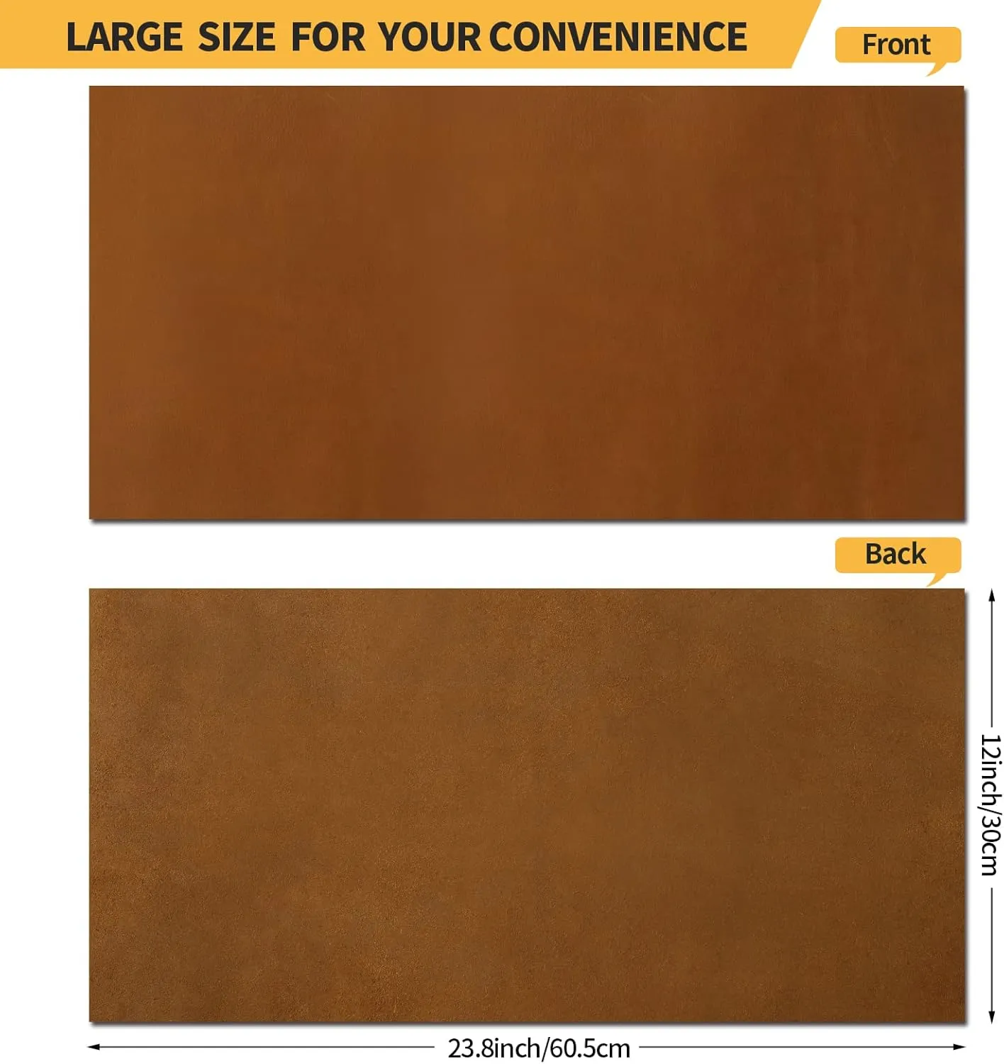 RingSun Bourbon Brown Leather Sheets for Crafts - Full Grain Tooling Leather (2mm), 12''X24''