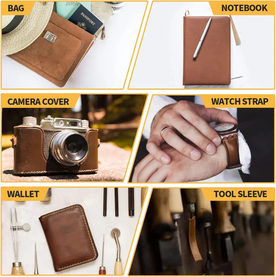 RingSun Genuine Leather Sheets for Crafts 24''X24'' Full Grain Leather Tooling Leather (2mm) Thick Cowhide Leather Pieces Square, Bourbon Brown