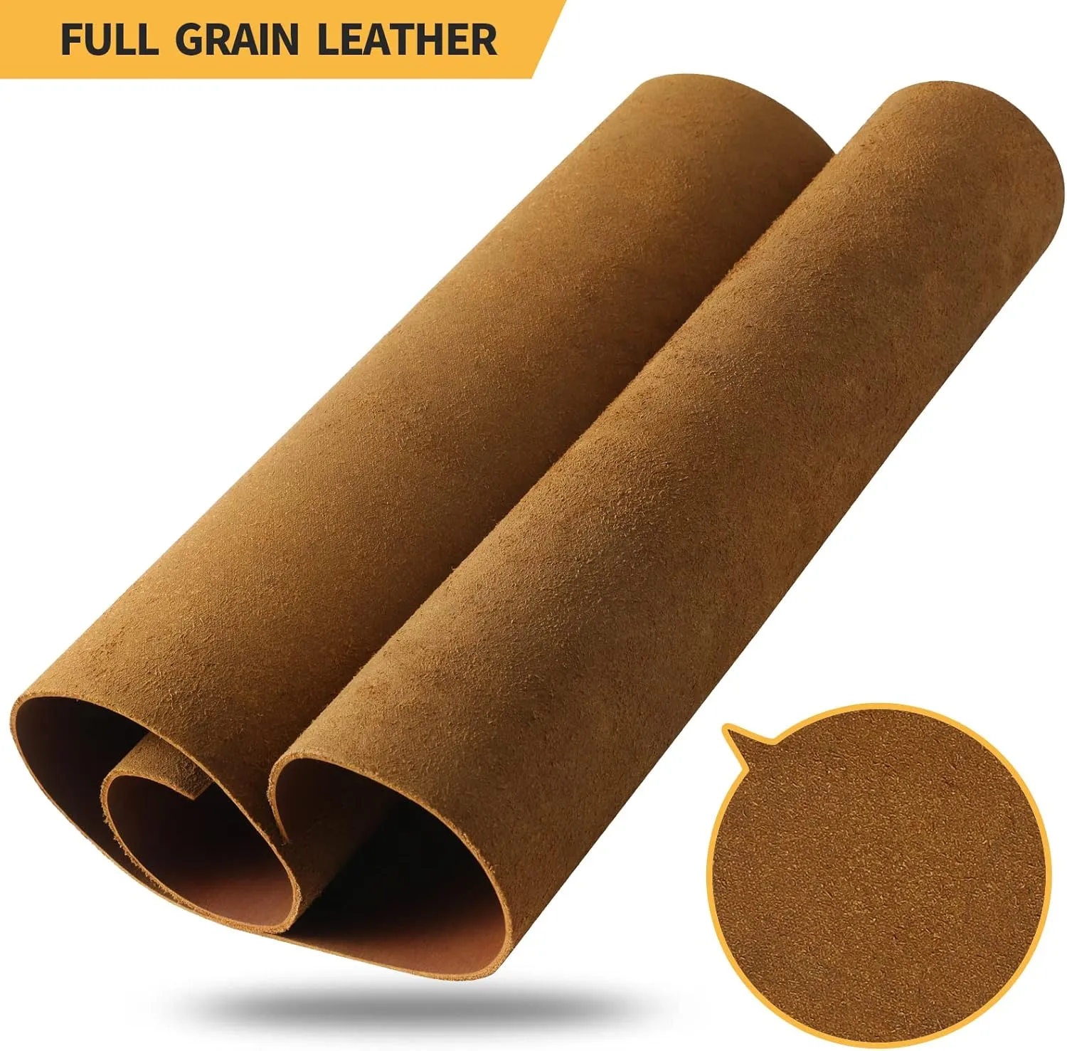 RingSun Genuine Leather Sheets for Crafts 24''X24'' Full Grain Leather Tooling Leather (2mm) Thick Cowhide Leather Pieces Square, Bourbon Brown