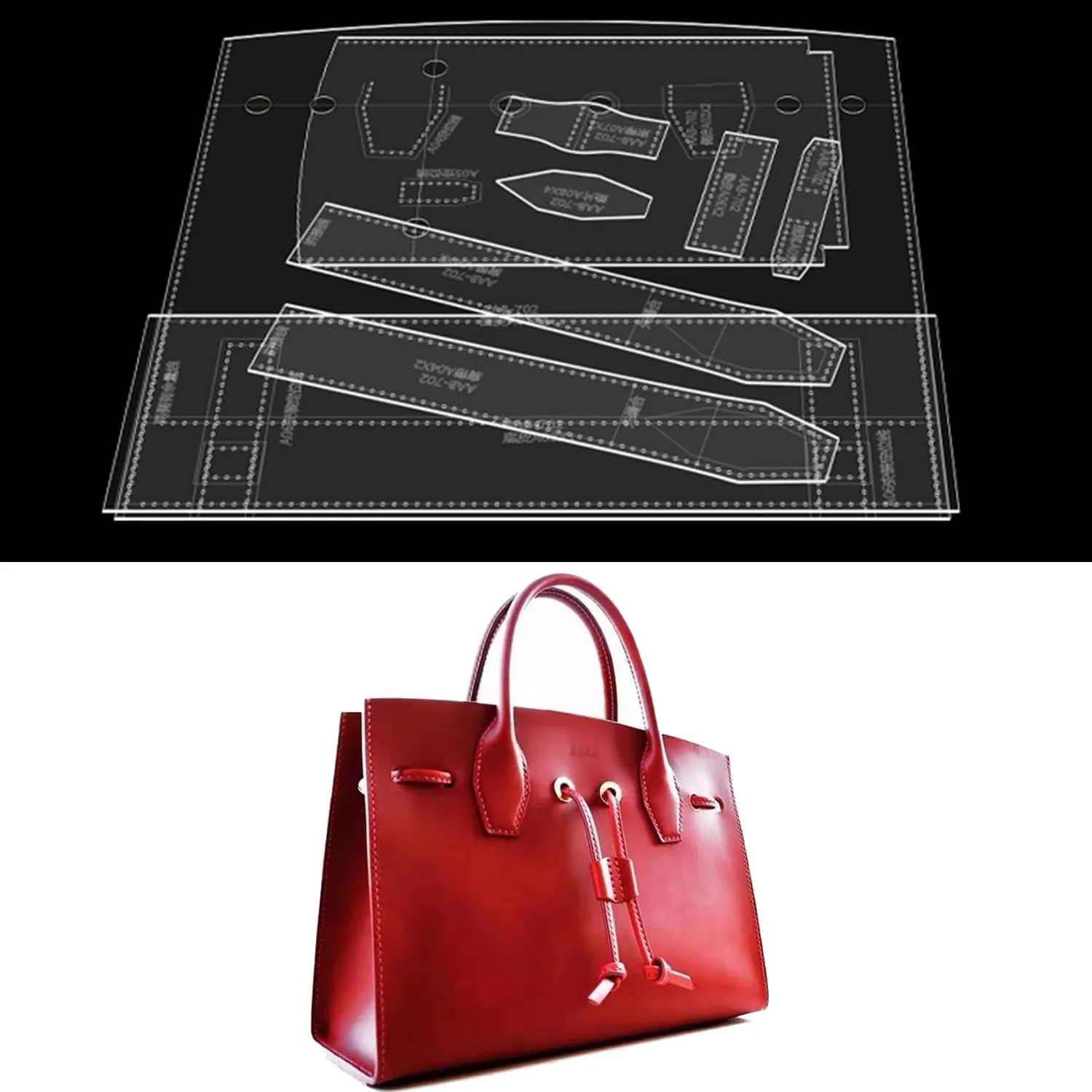 RIVEENY Handbag Acrylic Template for Women's, Leather Pattern Acrylic Leather Tote Bag Commuter Bag (AAB-702)