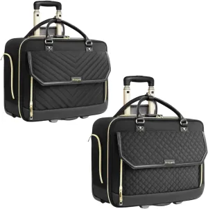 Rolling Laptop Bag, Briefcase for Women with Wheels, Black