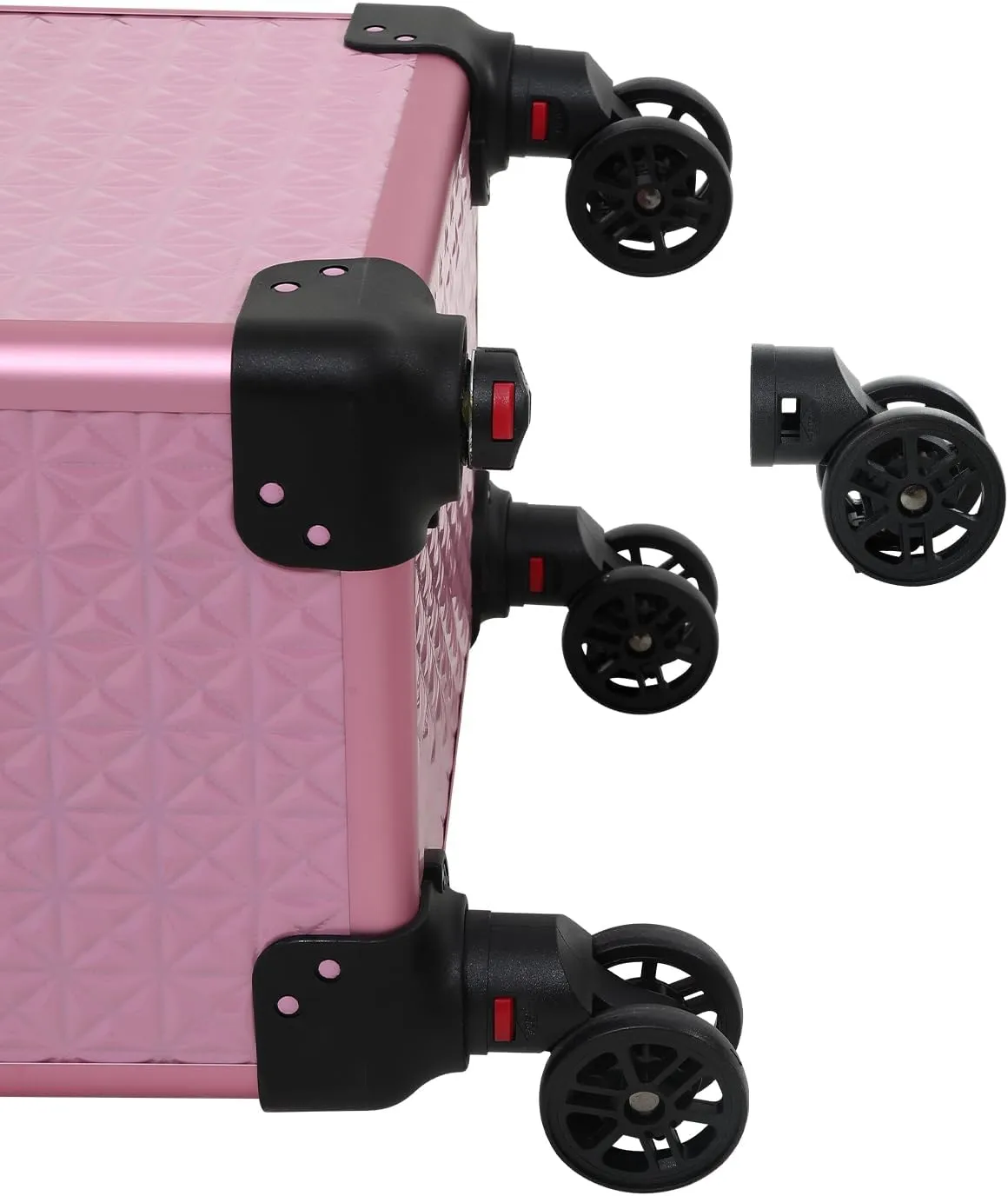 Rolling Train Case 4-in-1 Portable Makeup Train Case Professional Cosmetic Organizer Makeup Traveling case Trolley Cart Trunk (pink)