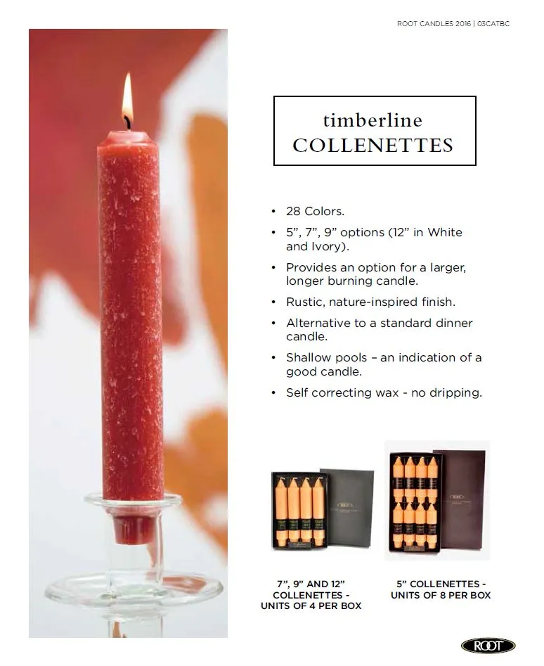Root 7" Collenette Unscented Beeswax Blend Dinner Candles  (Box of 4)