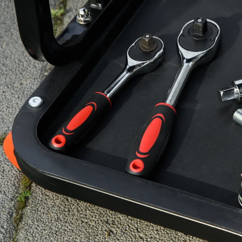 Rootz Workshop Chair - Mechanic Stool - Garage Stool - Tool Tray - Smooth Wheels - Padded Seat - Oil Resistant - 38cm x 35cm x 37cm