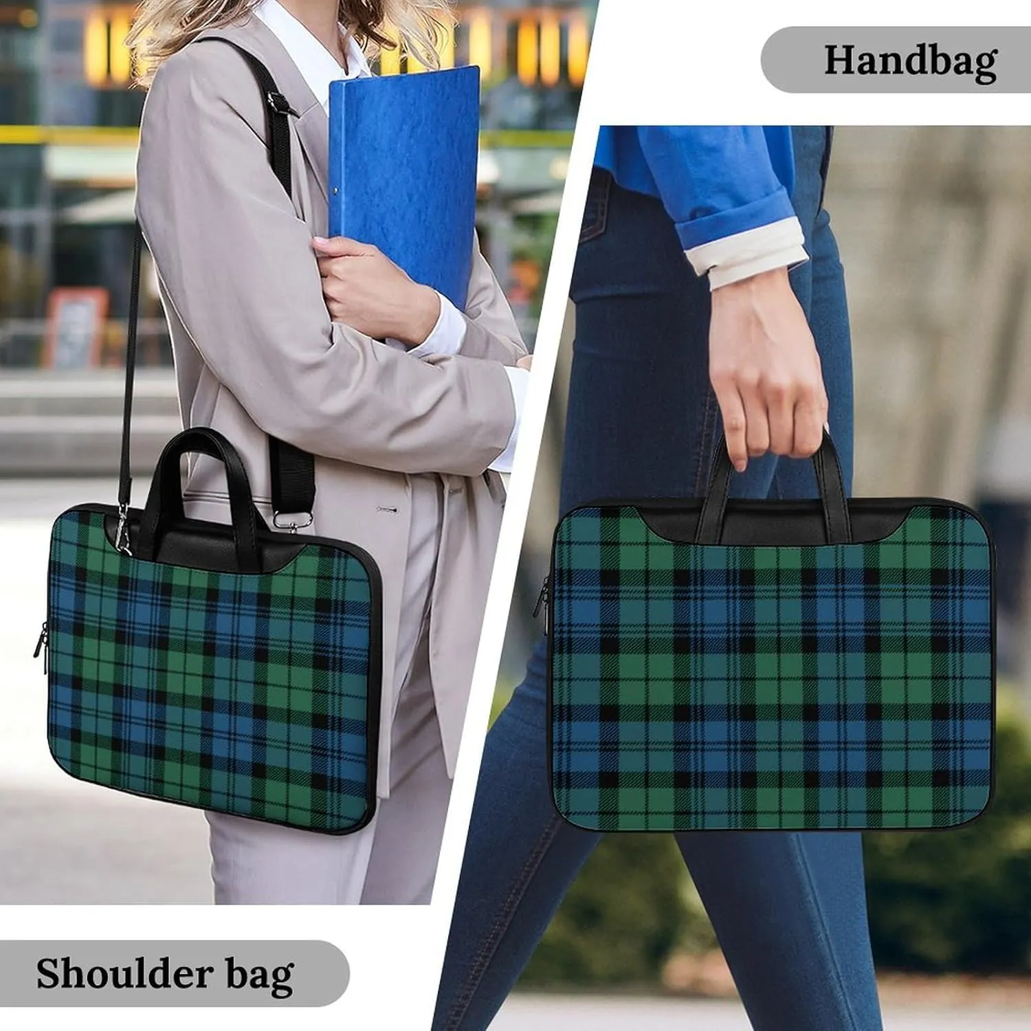 Ross Red Tartan Clans Handheld Single Shoulder Crossbody Laptop Bag Unisex