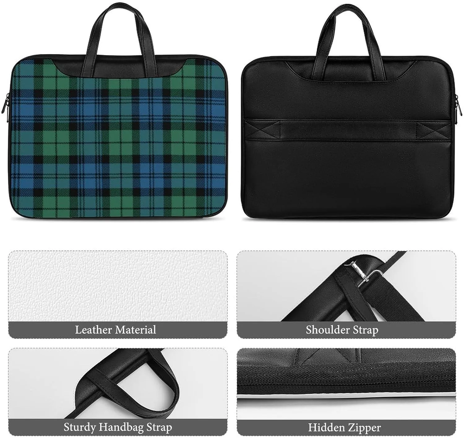 Ross Red Tartan Clans Handheld Single Shoulder Crossbody Laptop Bag Unisex