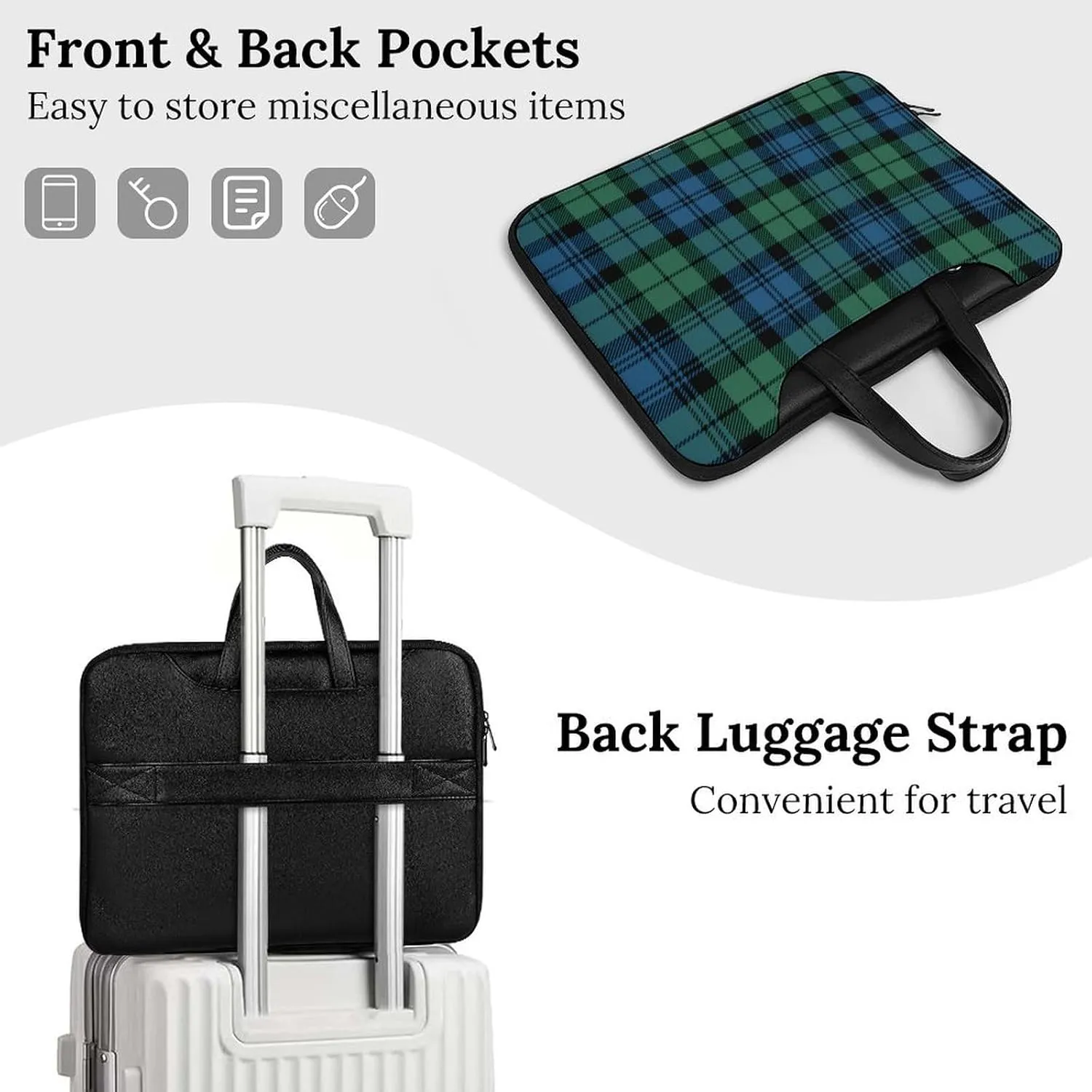 Ross Red Tartan Clans Handheld Single Shoulder Crossbody Laptop Bag Unisex