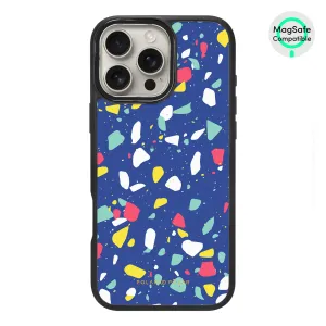Royal Blue Terrazzo - iPhone 16 Pro Max Frosted Black Bumper MagSafe Case