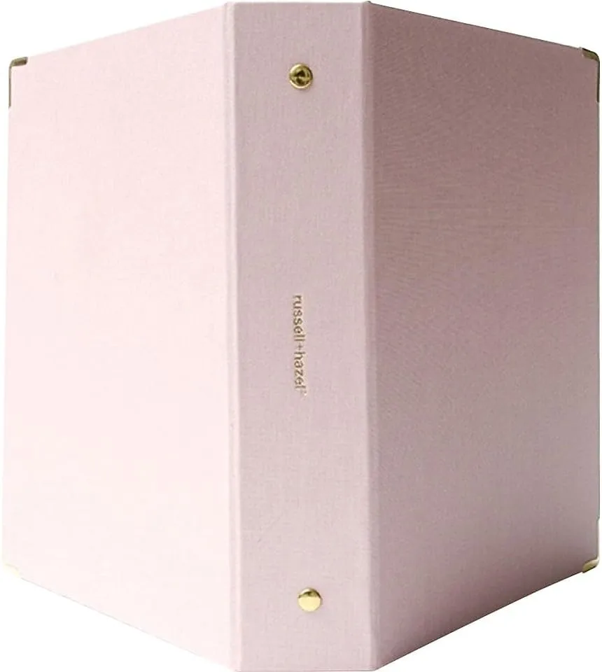 russell hazel Bookcloth Mini 3-Ring Binder, Peony, 8” by 9”