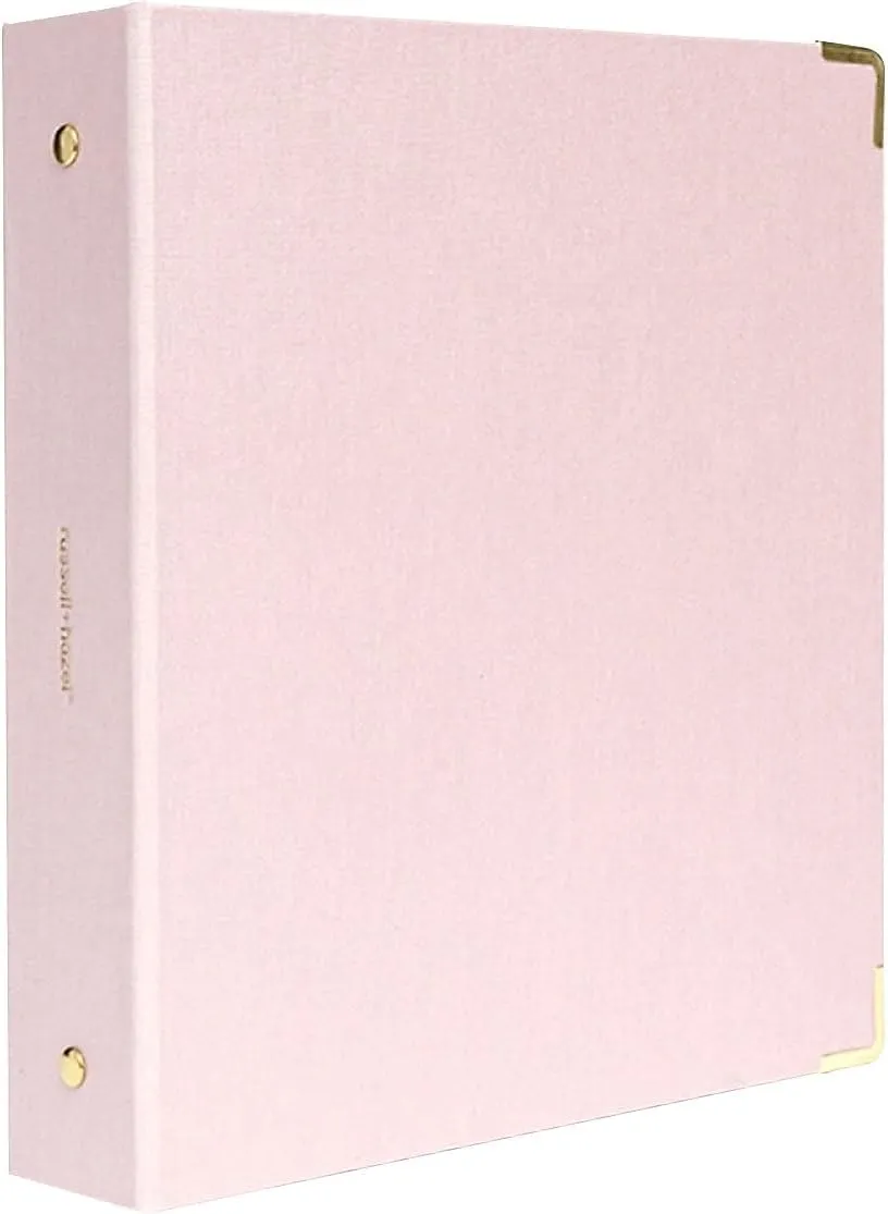 russell hazel Bookcloth Mini 3-Ring Binder, Peony, 8” by 9”