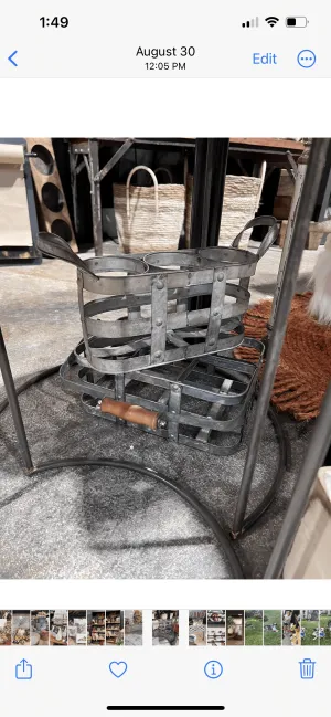 Rustic Galvanized Metal 3 Bottle holder