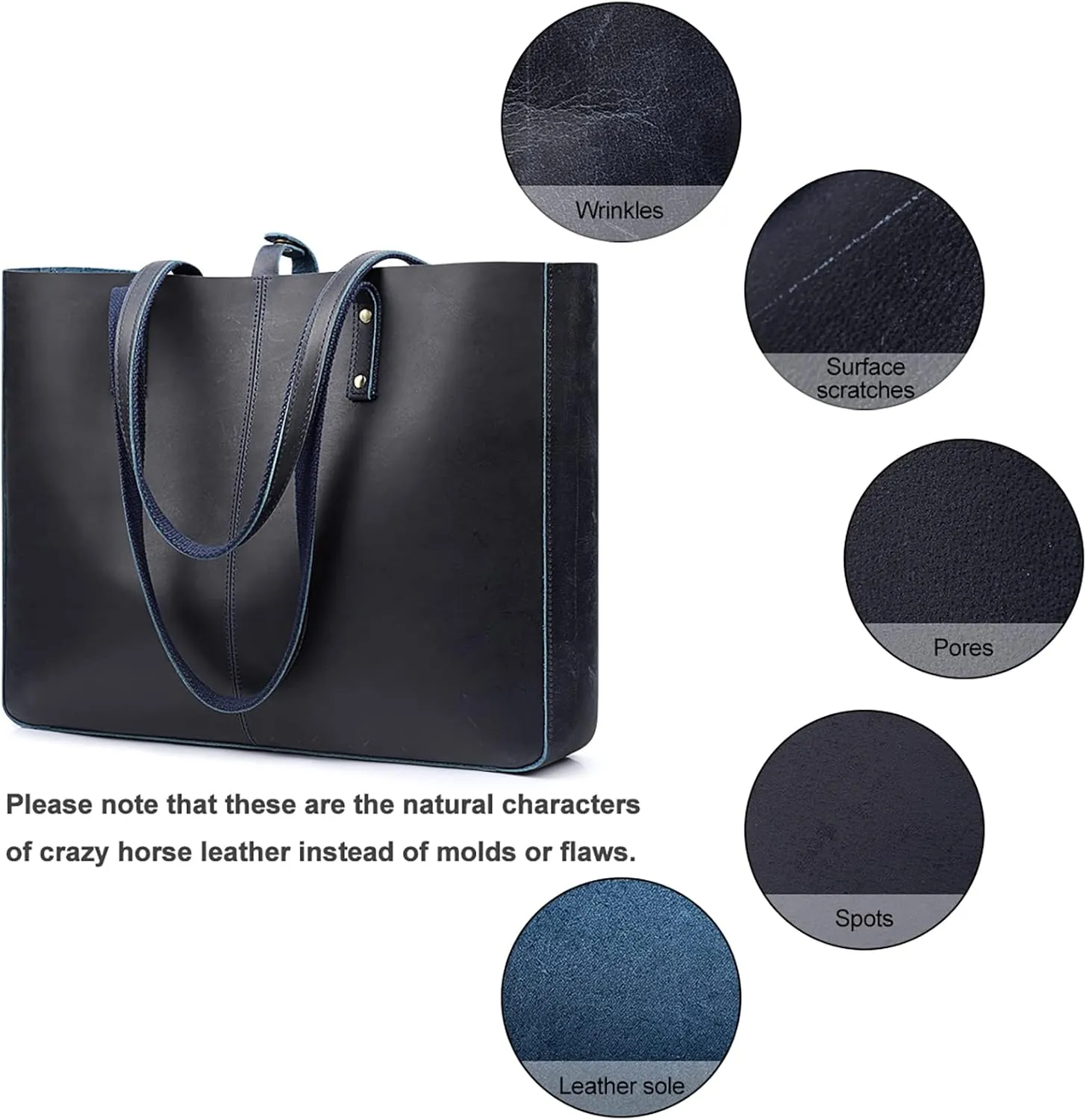 S-ZONE Genuine Leather Shoulder Tote Bag for Women Large Handbag Work Purse