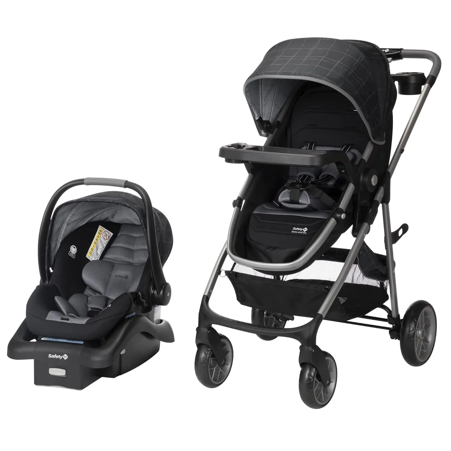 Safety 1st Deluxe Grow and Go Flex 8-in-1 Travel System, Weight Capacity from 4–35 lbs, High Street & onBoard 35 LT Adjustable Infant Car Seat Base