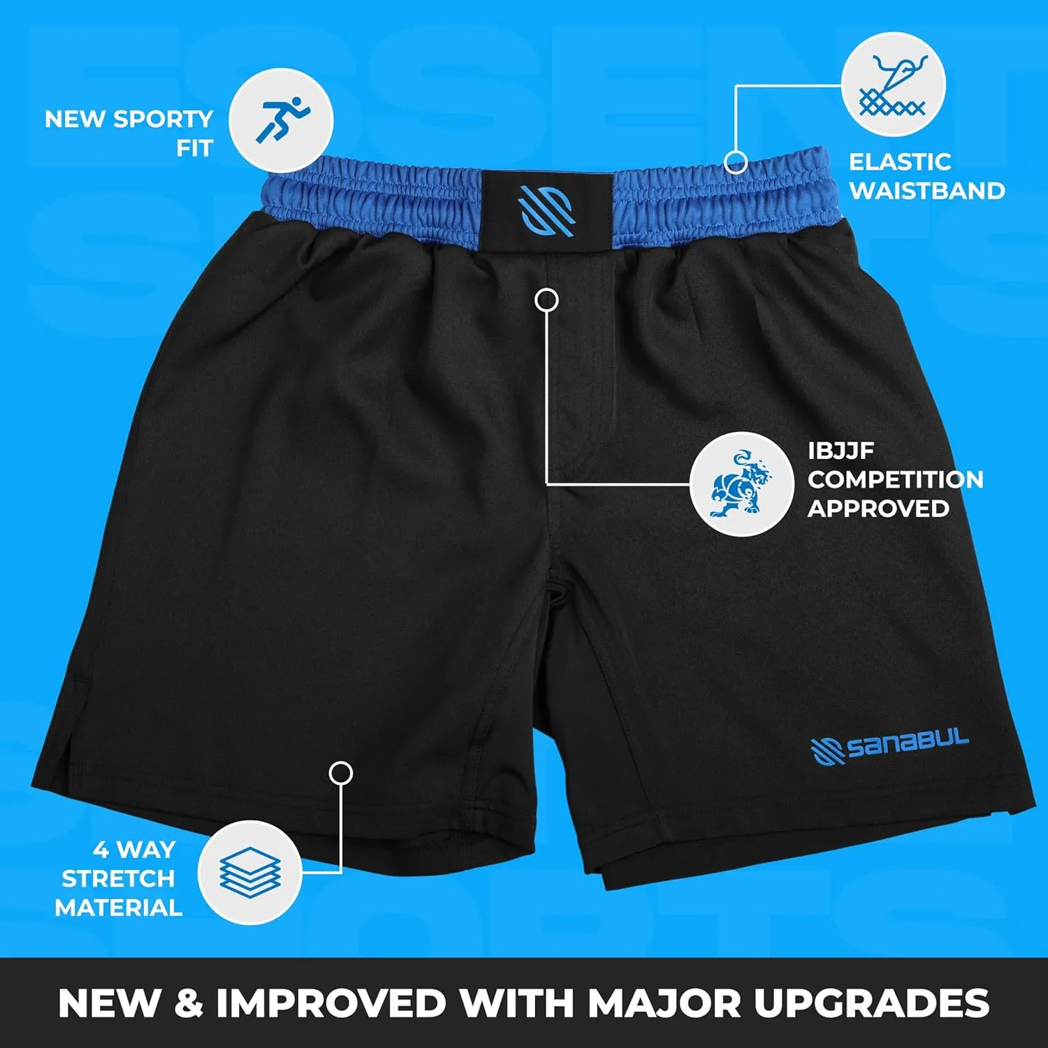 Sanabul Essential MMA Shorts for Men Boxing No Gi Jiu Jitsu Grappling BJJ Shorts