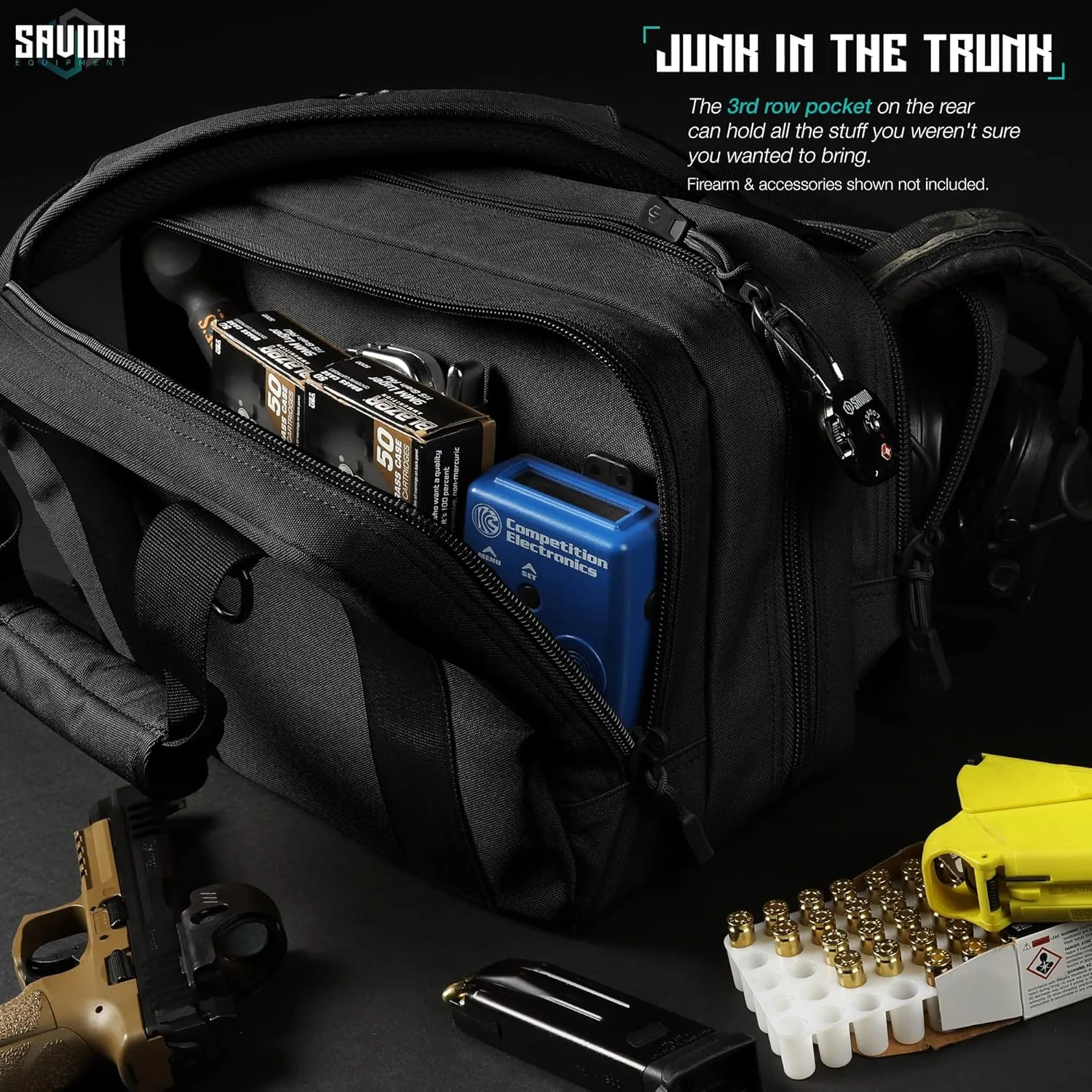 Savior Equipment Specialist Series Mini Range Bag Tactical Dual Pistol Handgun Revolver Hunting Bag Gun Carrying Case, X-Large Compartments w/Lockable Zippers, Deluxe Padded Shoulder Strap Included